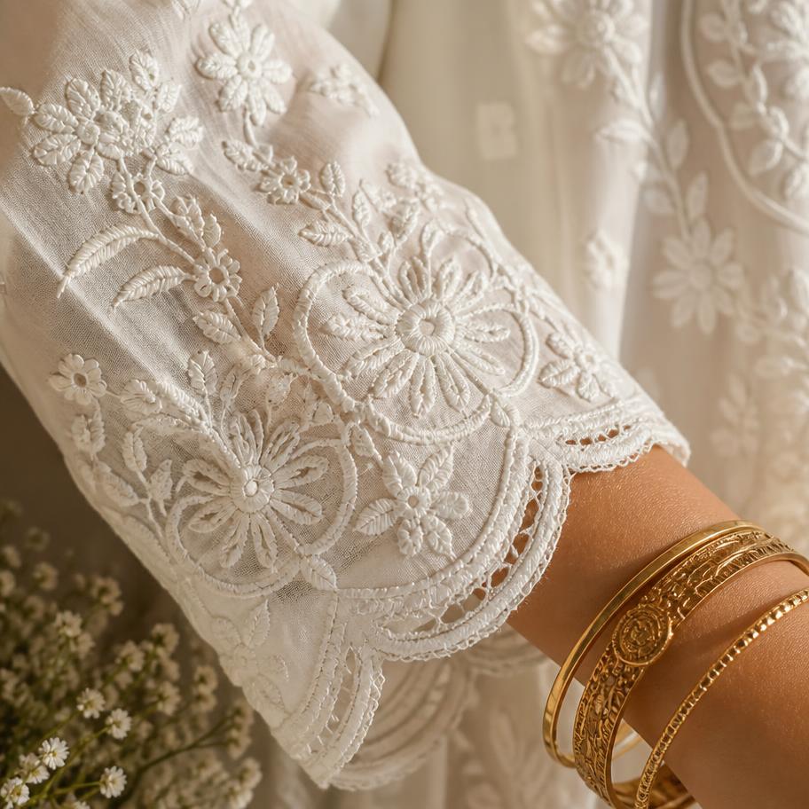 Madeeha Chikan look in soft blush pink